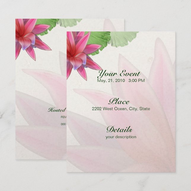 Pink Lotus Invitation 4.25 x 5.5 (Front/Back)
