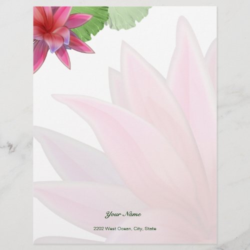 Pink Lotus Letterhead Stationery