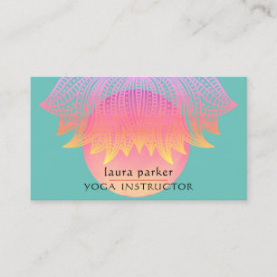 Pink Lotus Mandala Yoga Trainer Meditation Business Card