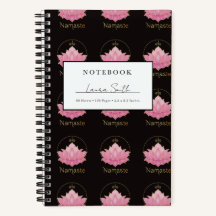 Pink Lotus Namaste Personalized Notebook