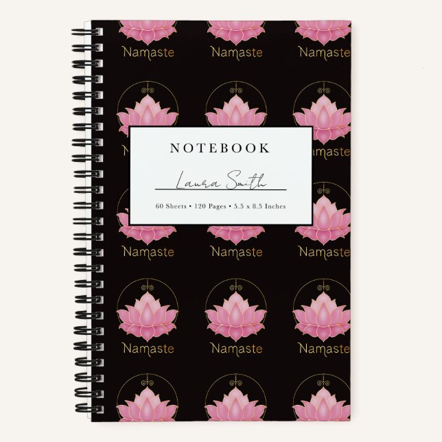 Pink Lotus Namaste Personalized Notebook (Front)