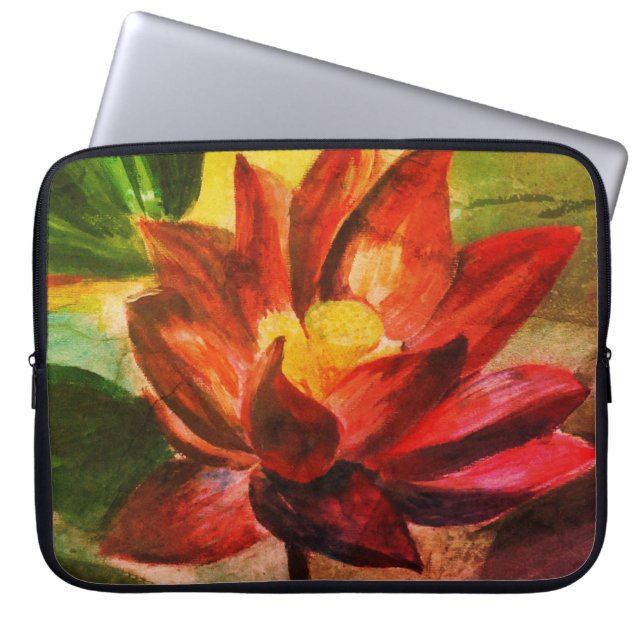 Pink Lotus Neoprene Laptop Sleeve 15" (Front)