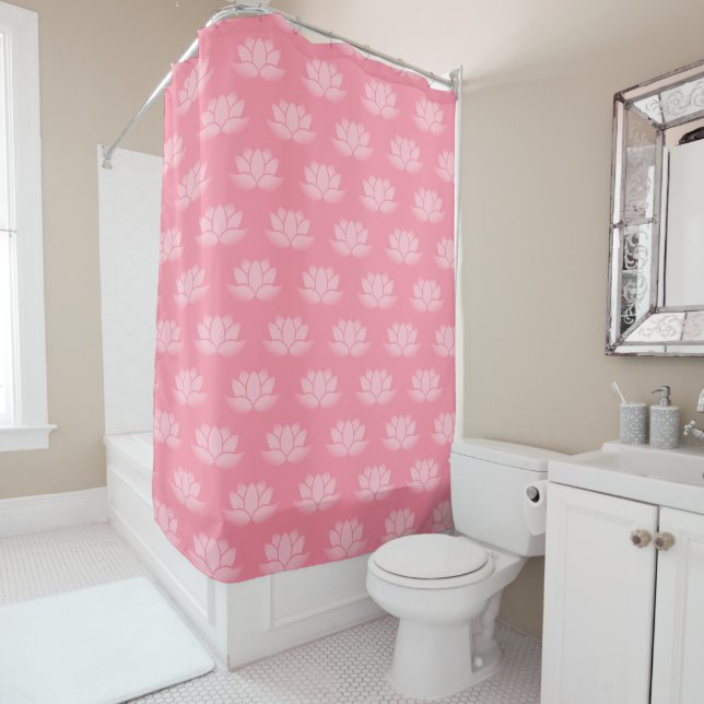 Pink lotus shower curtain (In Situ)