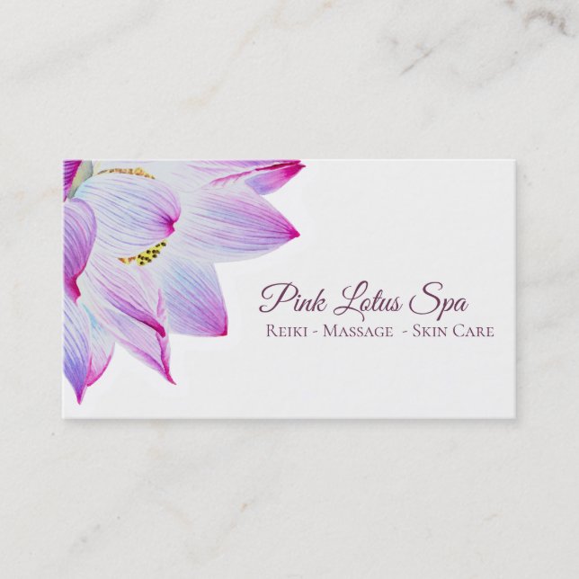 *~*  Pink Lotus Spa -  Reiki Massage Skin Care Business Card (Front)