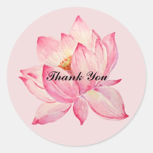 Pink Lotus Thank you Classic Round Sticker