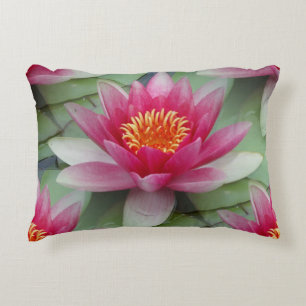 Pink Lotus Water Lily Accent Pillow