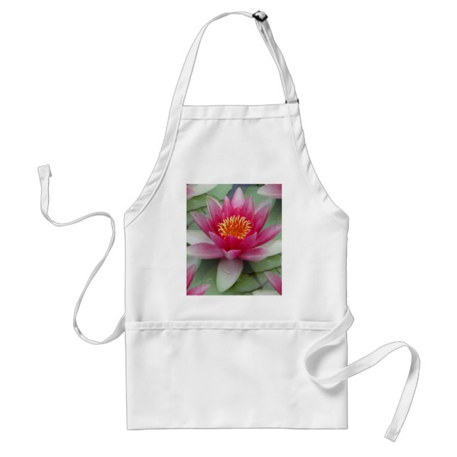 Pink Lotus Water Lily Adult Apron (Front)