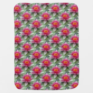 Pink Lotus Water Lily Baby Blanket