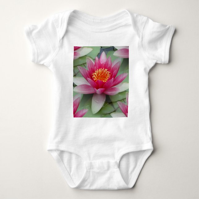 Pink Lotus Water Lily Baby Bodysuit (Front)