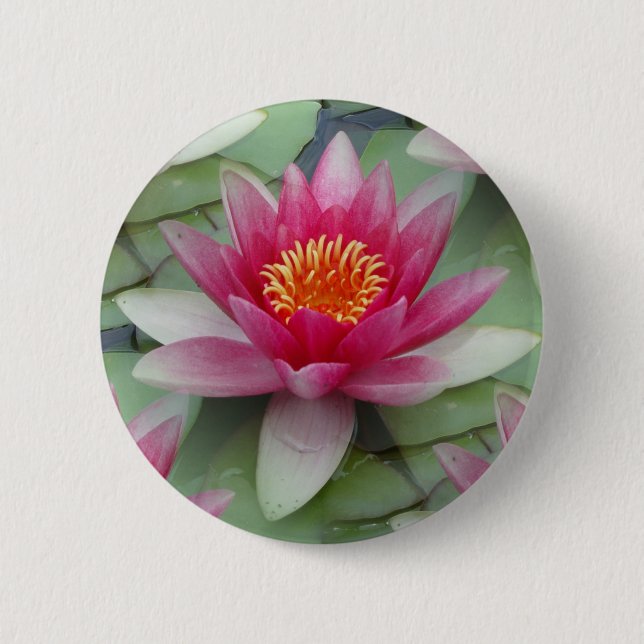 Pink Lotus Water Lily Button (Front)
