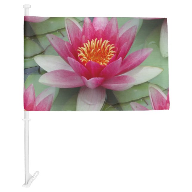 Pink Lotus Water Lily Car Flag (Front)