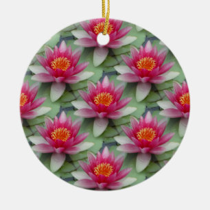 Pink Lotus Water Lily Ceramic Ornament