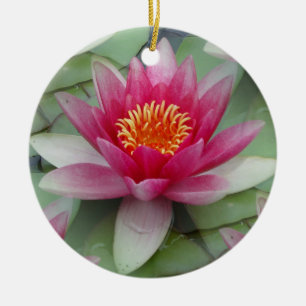 Pink Lotus Water Lily Ceramic Ornament