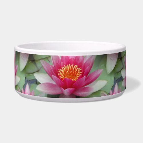 Pink Lotus Water Lily Ceramic Pet Bowl
