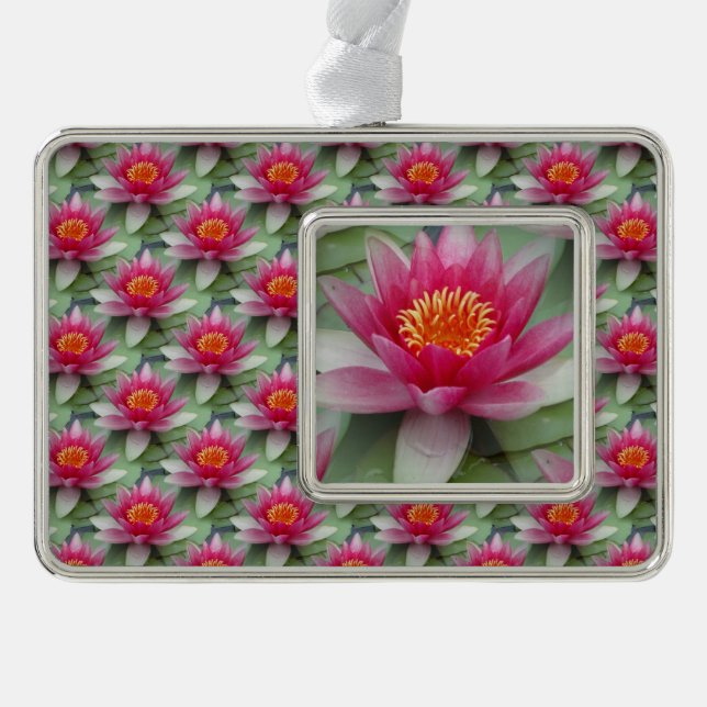 Pink Lotus Water Lily Christmas Ornament (Front)