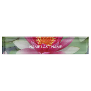 Pink Lotus Water Lily Desk Name Plate