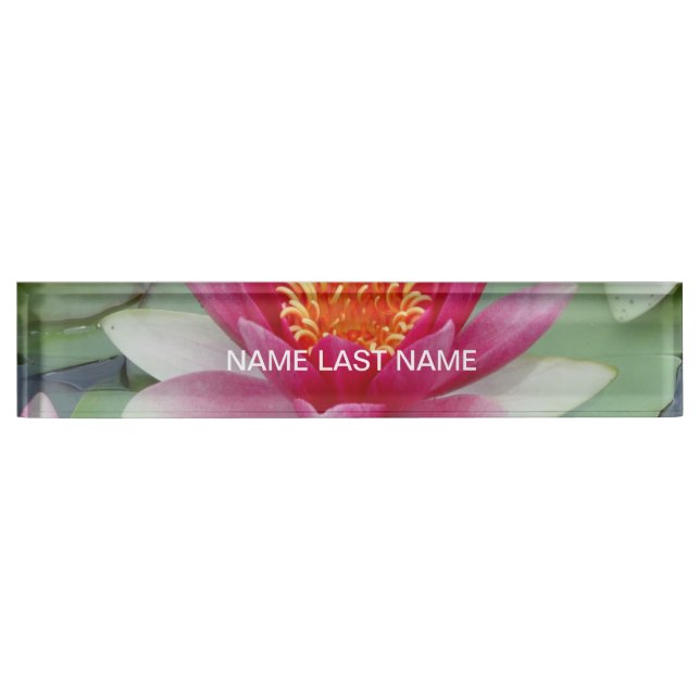 Pink Lotus Water Lily Desk Name Plate (Front)