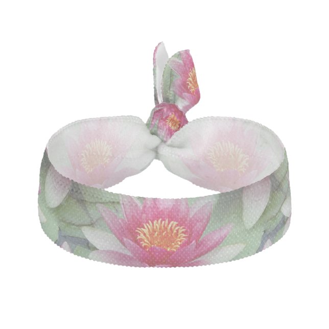 Pink Lotus Water Lily Elastic Hair Tie (Front)