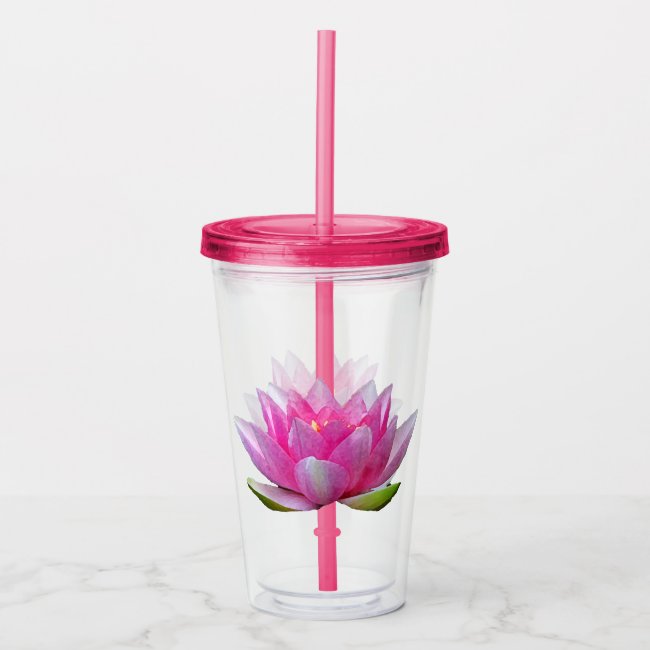 Pink Lotus Water Lily Flower Acrylic Tumbler