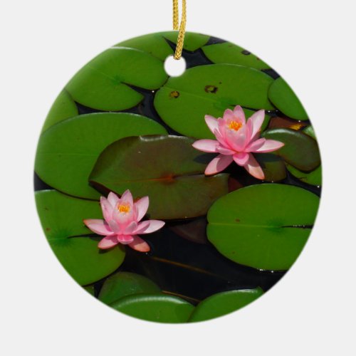 Pink lotus water lily flower  garden ceramic ornament