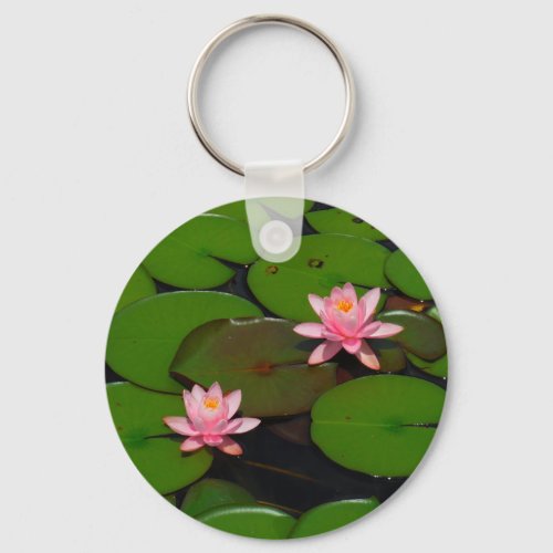 Pink lotus water lily flower  garden keychain