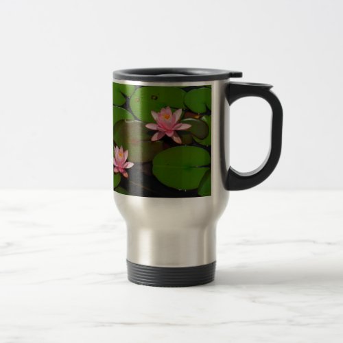 Pink lotus water lily flower  garden travel mug