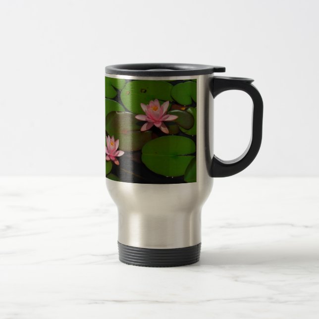 Pink lotus water lily flower  garden, travel mug (Right)