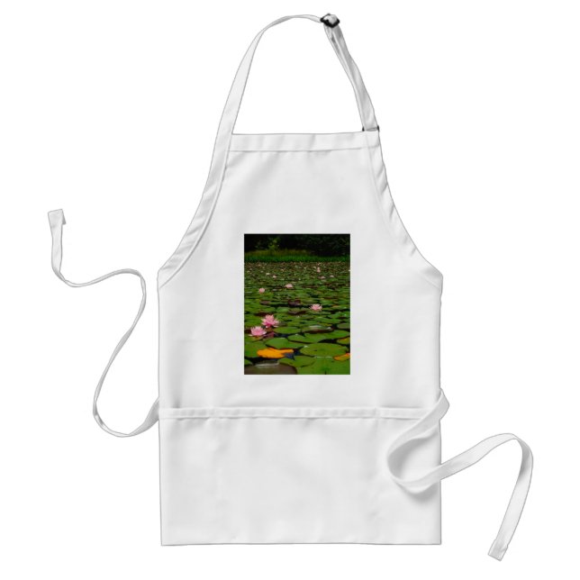 Pink lotus water lily flower pond adult apron (Front)