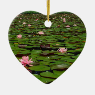 Pink lotus water lily flower pond ceramic ornament