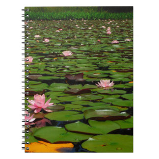 Pink lotus water lily flower pond notebook
