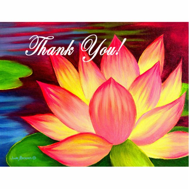 Pink Lotus Water Lily Flower Thank You - Multi Cutout (Front)