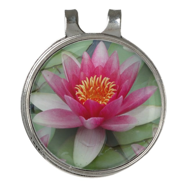Pink Lotus Water Lily Golf Hat Clip (Front)