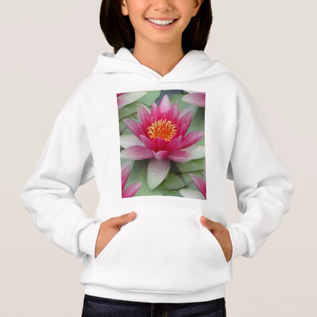 Pink Lotus Water Lily Hoodie (Front)