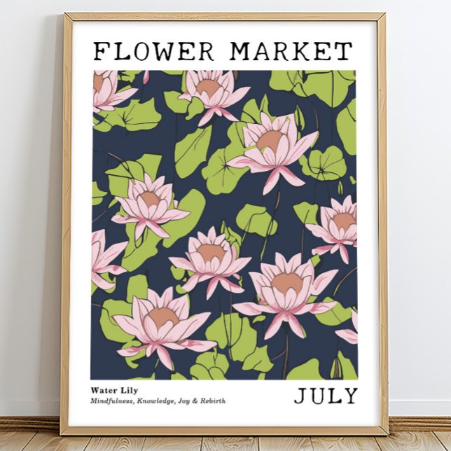Pink Lotus Water Lily July Birth Flower Market Poster (Creator Uploaded)