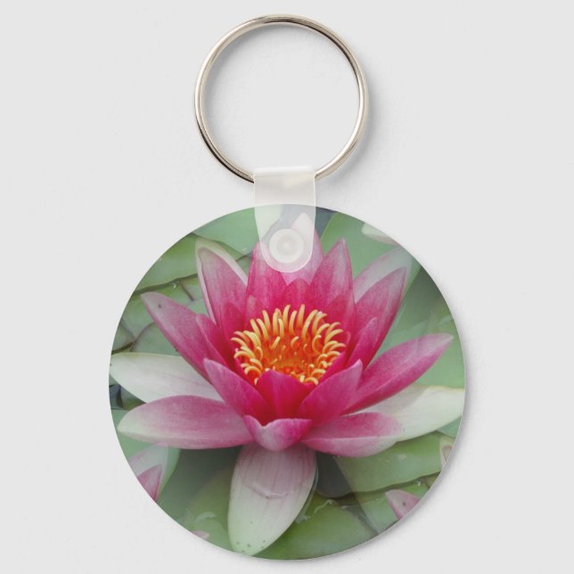 Pink Lotus Water Lily Keychain (Front)
