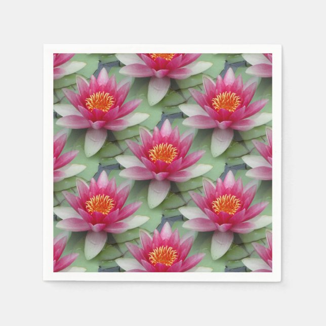 Pink Lotus Water Lily Napkins (Front)