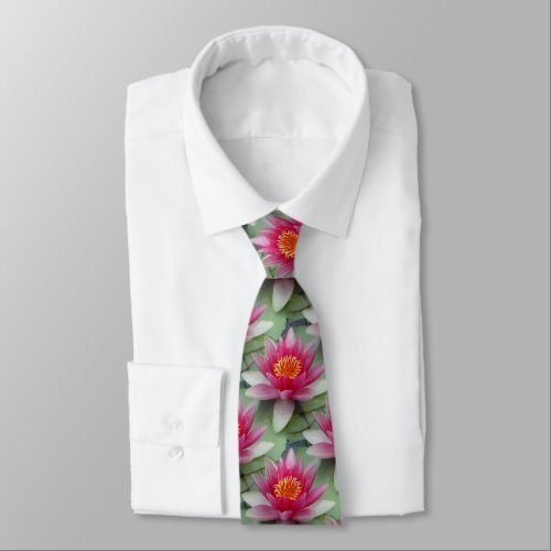 Pink Lotus Water Lily Neck Tie