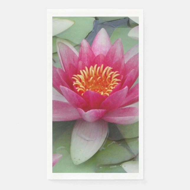 Pink Lotus Water Lily Paper Guest Towels (Front)