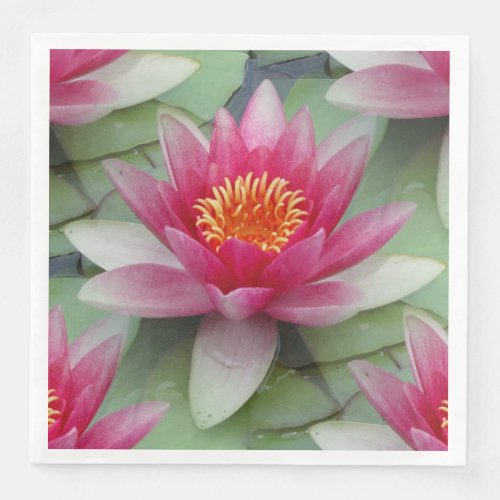 Pink Lotus Water Lily Paper Napkin