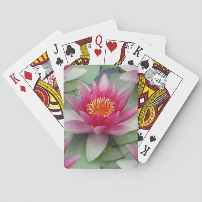 Pink Lotus Water Lily Poker Cards (Back)
