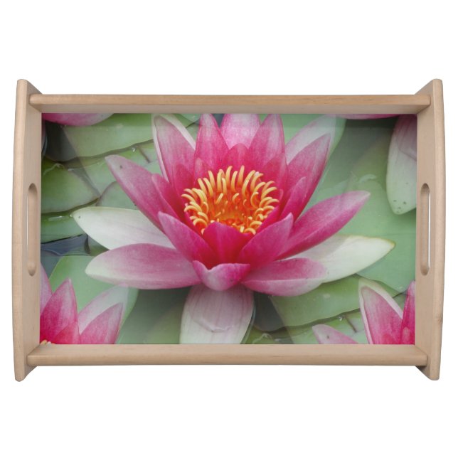 Pink Lotus Water Lily Serving Tray (Front)