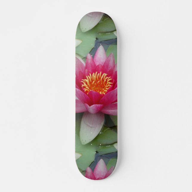 Pink Lotus Water Lily Skateboard (Front)