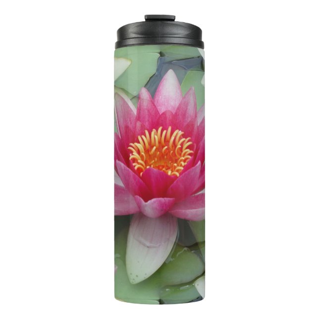 Pink Lotus Water Lily Thermal Tumbler (Front)