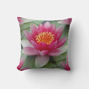 Pink Lotus Water Lily Throw Pillow