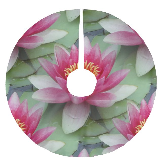 Pink Lotus Water Lily Tree Skirt (Front)