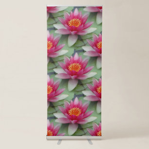 Pink Lotus Water Lily Vertical Retractable Banner