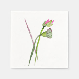 Pink Lotus watercolour Zen Buddhist art Napkins