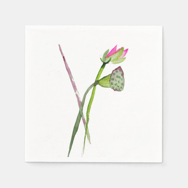 Pink Lotus watercolour Zen Buddhist art Napkins (Front)