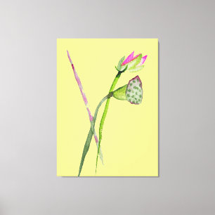 Pink Lotus watercolour Zen painting art Canvas Print