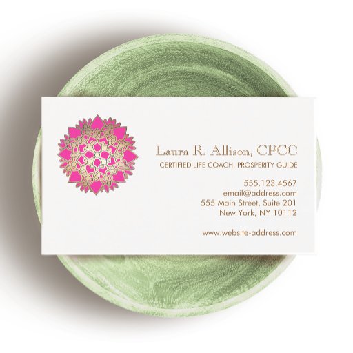 Customizable Pink Lotus Wellness and Healing Arts Business Card